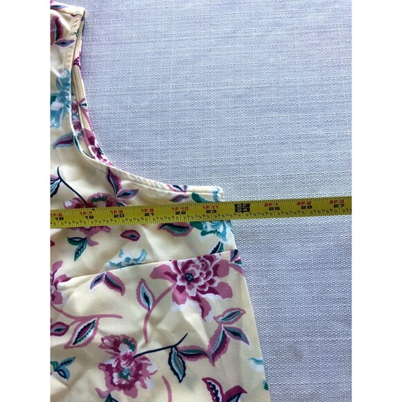 Denim & Co. Yellow Colorful Floral Peplum Sleeveless Blouse Size XL - Picture 6 of 8